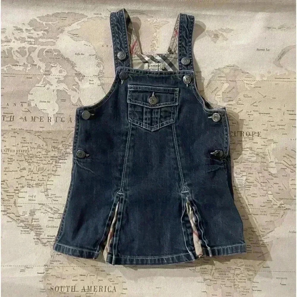 Burberry 2 Denim Nova Check Overall Denim  Dress Shipped via USPS - Picture 1 of 5